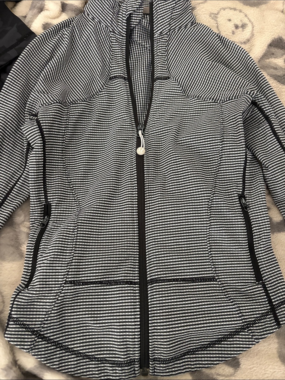 lululemon athletica Black and White Striped Hooded Zip Jacket